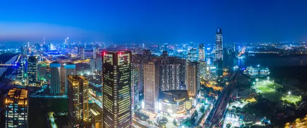 stock image Aerial photography of Guangzhou city architecture night view