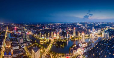 Nantong şehir manzarasının havadan çekilmiş fotoğrafı, Jiangsu at ni