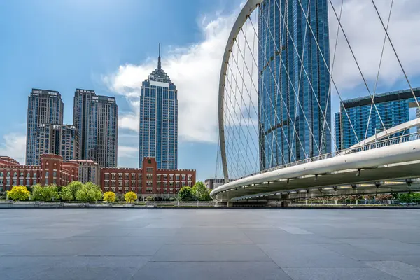 stock image Street View of modern architecture along Haihe River in Tianjin