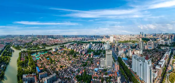 stock image Aerial photography of the city scenery of Nantong, Jiangsu