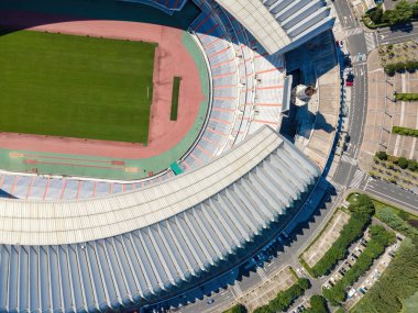 Çin 'de bir futbol stadyumunun havadan görünüşü.