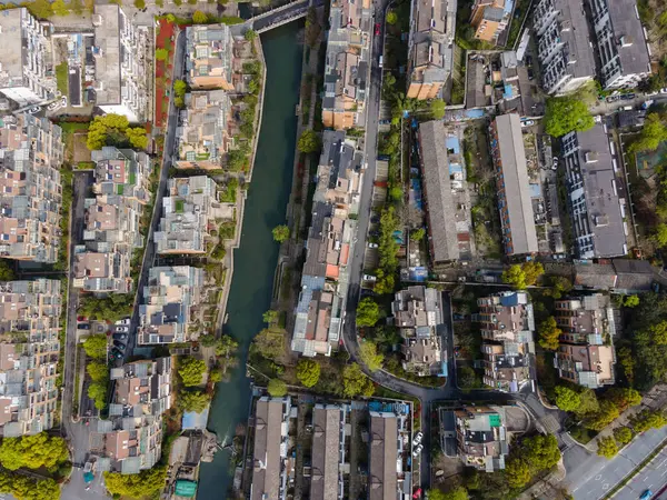 stock image Aerial photography of folk houses in Shaoxing ancient town