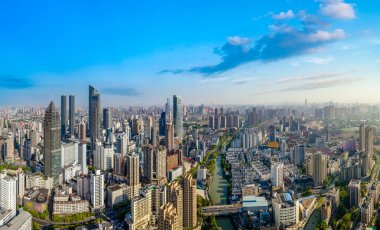 Wuxi şehir mimarisinin Çin 'deki hava fotoğrafçılığı