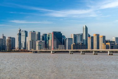 Hangzhou Qianjiang Yeni Şehir CB 'sinin modern mimari manzarası