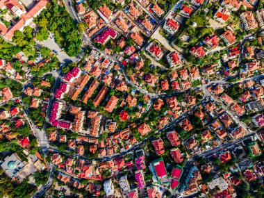 Qingdao 'nun mimari manzarasının hava fotoğrafçılığı.