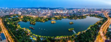 Aerial photography of Jinan Daming Lake Park clipart