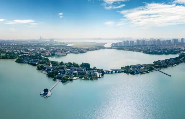 stock image Aerial photography of Suzhou city garden scenery