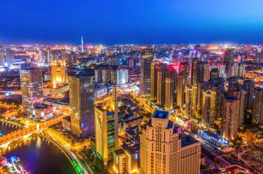 Tianjin kentsel arşivinin gökyüzü gece görüntüsü
