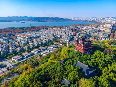 Hangzhou 'daki Batı Gölü' nün hava fotoğrafçılığı