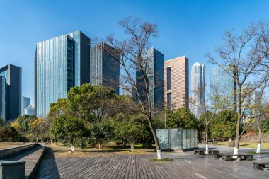 Hangzhou Qianjiang Yeni Şehir CB 'sinin modern mimari manzarası