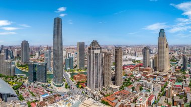 Tianj 'ın mimari manzarasının gökyüzü fotoğrafı