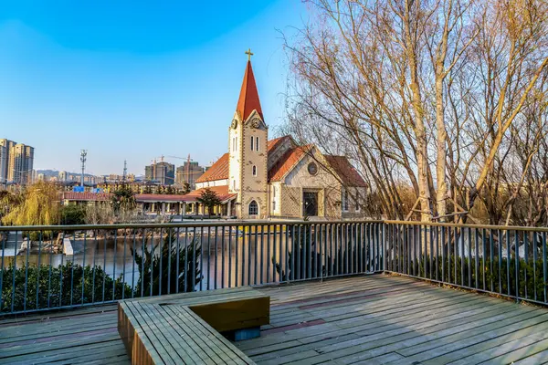 stock image Qingdao Li Village Church Scenery Street Scene