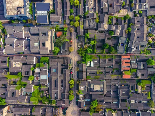 Laomendong, Nanjing 'deki eski binaların hava fotoğrafları.