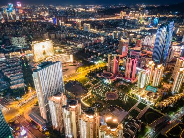 Qingdao şehir kıyı şeridi mimari arazilerinin hava fotoğrafçılığı