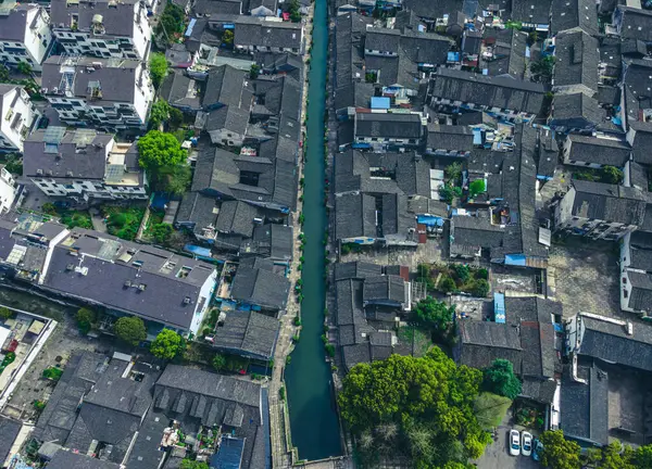 stock image Aerial photography of folk houses in Shaoxing ancient town