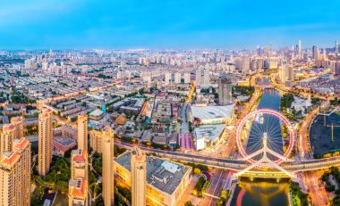 Tianjin kentsel arşivinin gökyüzü gece görüntüsü