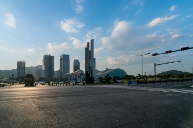 Çin Lianyungang kıyı şeridi şehir manzarası