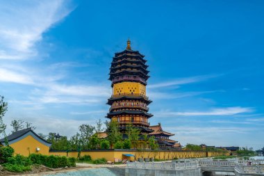 Ancient architecture of Nanshan temple in Taizhou, China clipart