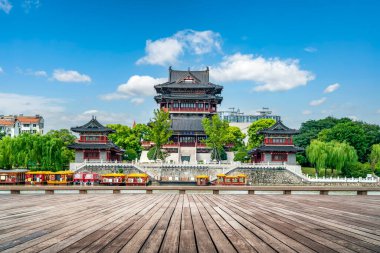 Ancient architecture of Nanshan temple in Taizhou, China clipart