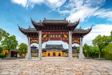 Ancient architecture of Nanshan temple in Taizhou, China clipart