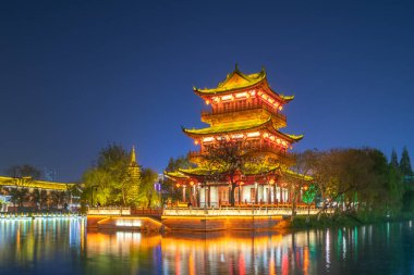 Huai 'an Qingjiang Antik Kanalı Gece Manzarası