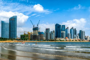 Çin Qingdao şehir mimari manzarası