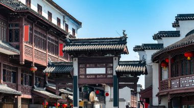 Nanjing Konfüçyüs Tapınağı Qinhuai Nehri Eski Mimari