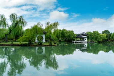 Çin klasik bahçe manzarası sokak manzarası