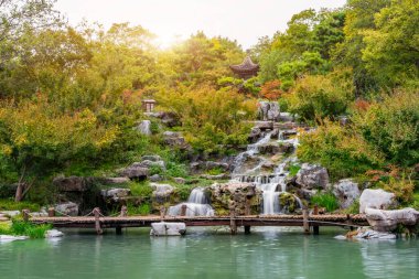 Çin klasik bahçe manzarası sokak manzarası