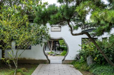 Çin klasik bahçe manzarası sokak manzarası