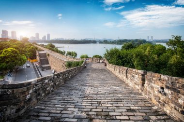 Nanjing city wall scenery street scene clipart