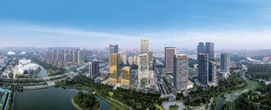 Çin 'in modern kentsel mimarisinin hava fotoğrafçılığı