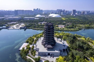 Hava fotoğrafçılığı şehir parkı gölü