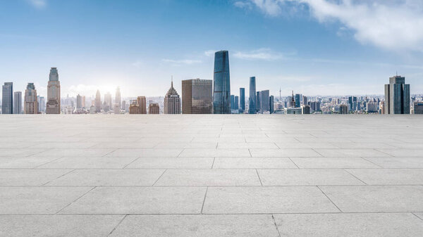 Square and modern city buildings landscape skyline