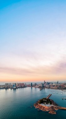 Aerial photography of the coastline scenery of the old city of Q clipart