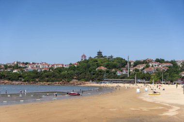 Qingdao, Çin 'in güzel kıyı manzarası.