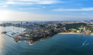 Qingdao 'nun güzel sahil şehrinin hava fotoğrafları.