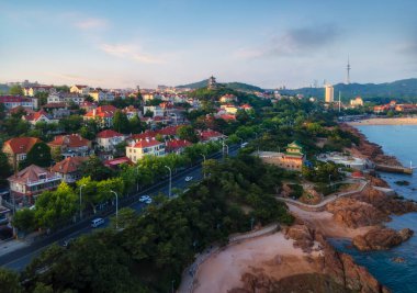 Qingdao 'nun güzel sahil şehrinin hava fotoğrafları.