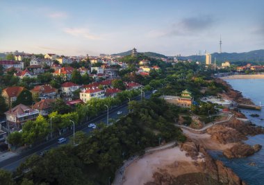 Qingdao 'nun güzel sahil şehrinin hava fotoğrafları.