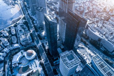 Çin 'in modern kentsel mimarisinin hava fotoğrafçılığı