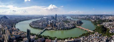 Hava fotoğrafçılığı Çin Liuzhou modern şehir mimarisi
