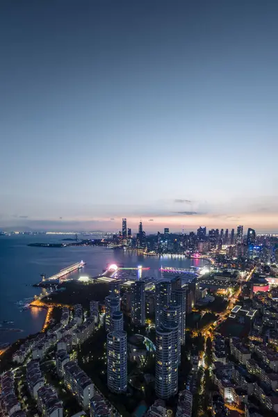 stock image Aerial photography of Qingdao city coastline architectural lands