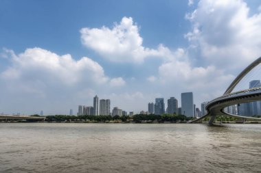 Guangzhou İnci Nehri Haixin Köprüsü. Yakın plan.