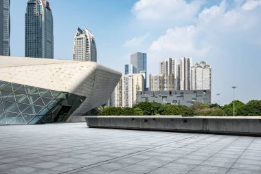 Guangzhou Zhujiang 'ın sokak manzarası Yeni Şehir Finans Merkezi