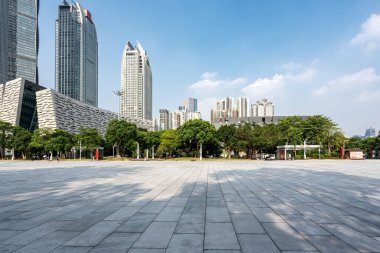 Guangzhou Zhujiang 'ın sokak manzarası Yeni Şehir Finans Merkezi
