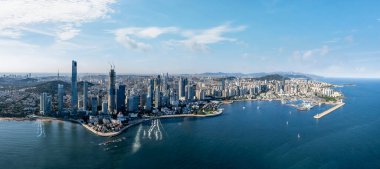 Çin 'in modern kentsel mimarisinin hava fotoğrafçılığı