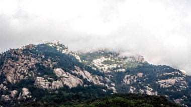 Qingdao 'daki Laoshan Dağı' nın güzel doğal manzarası.