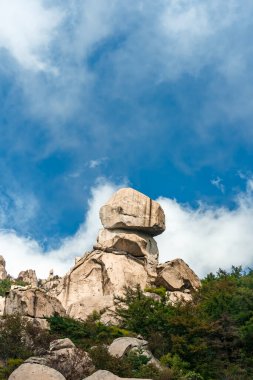 Qingdao 'daki Laoshan Dağı' nın güzel doğal manzarası.