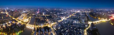 Aerial photography of Taizhou city night scene large format clipart