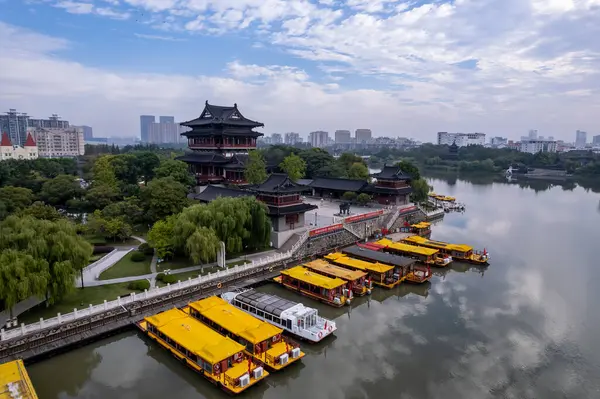 stock image Aerial photography China Taizhou city buildings skyline